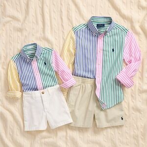 Polo ralph Lauren baby boy 2 piece striped shirt & twill shorts set